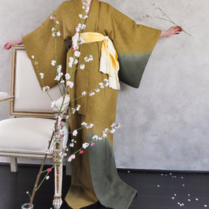 Misty Mountain Silk Tango Chirimen with Ombre Vintage Kimono