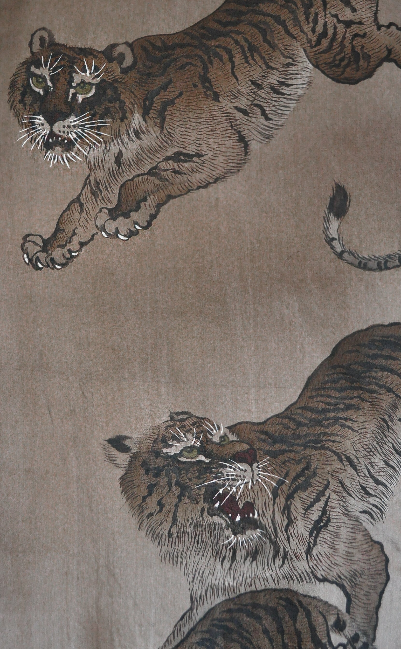 Prowling Tiger Hand Painted Antique Silk Juban Kimono