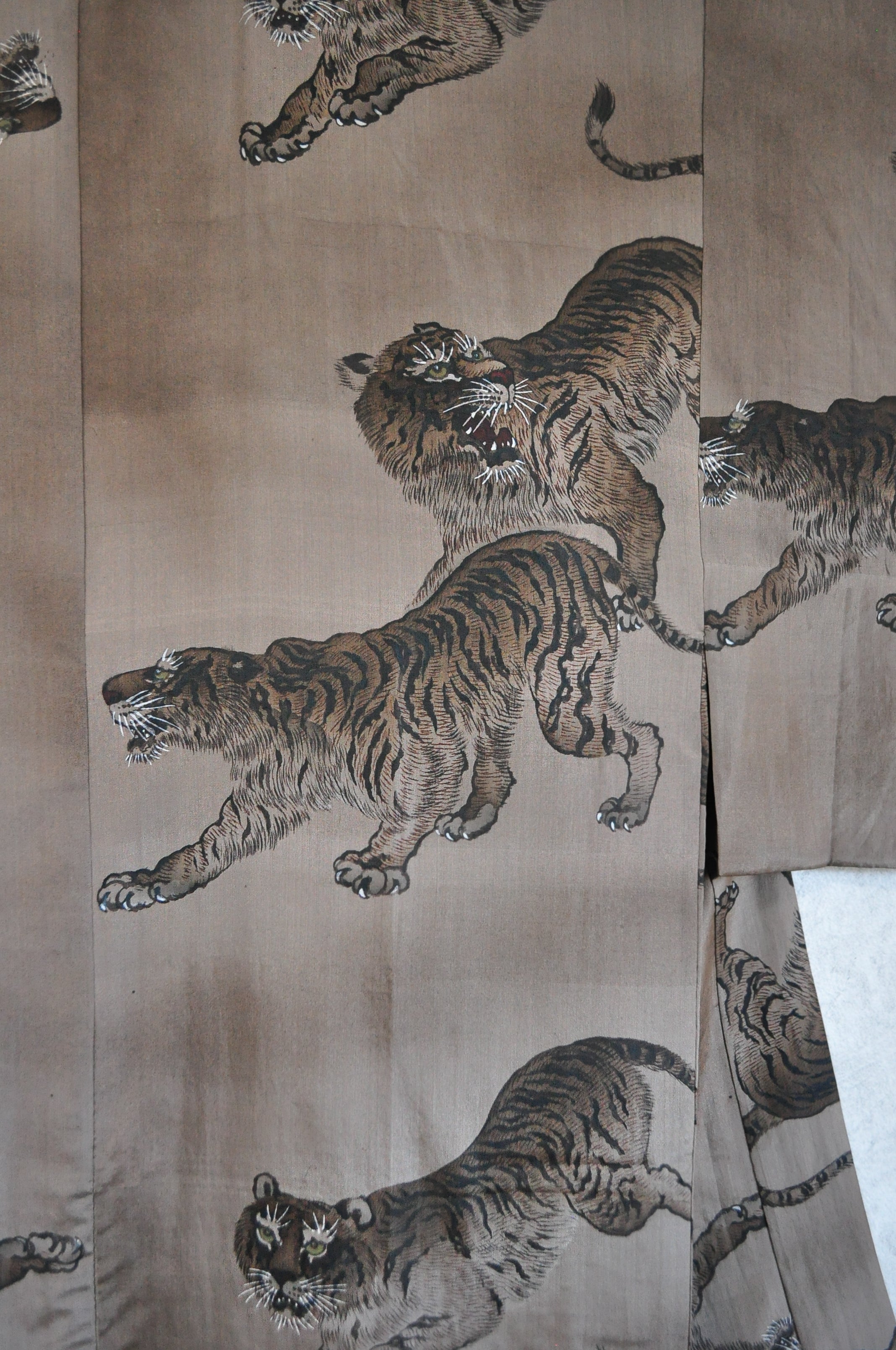 Prowling Tiger Hand Painted Antique Silk Juban Kimono