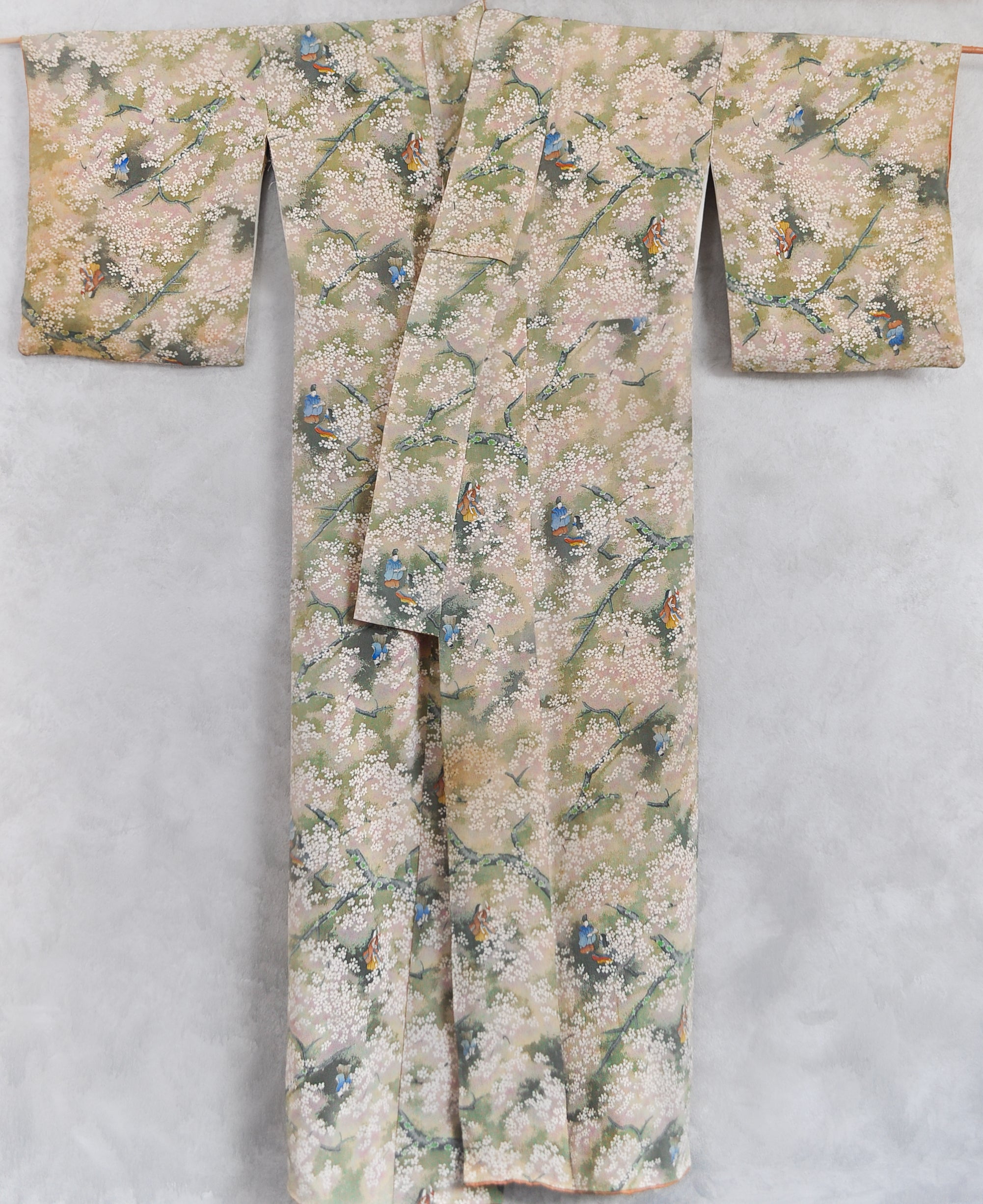 Sakura Fubuki Silk Chirimen Vintage Kimono