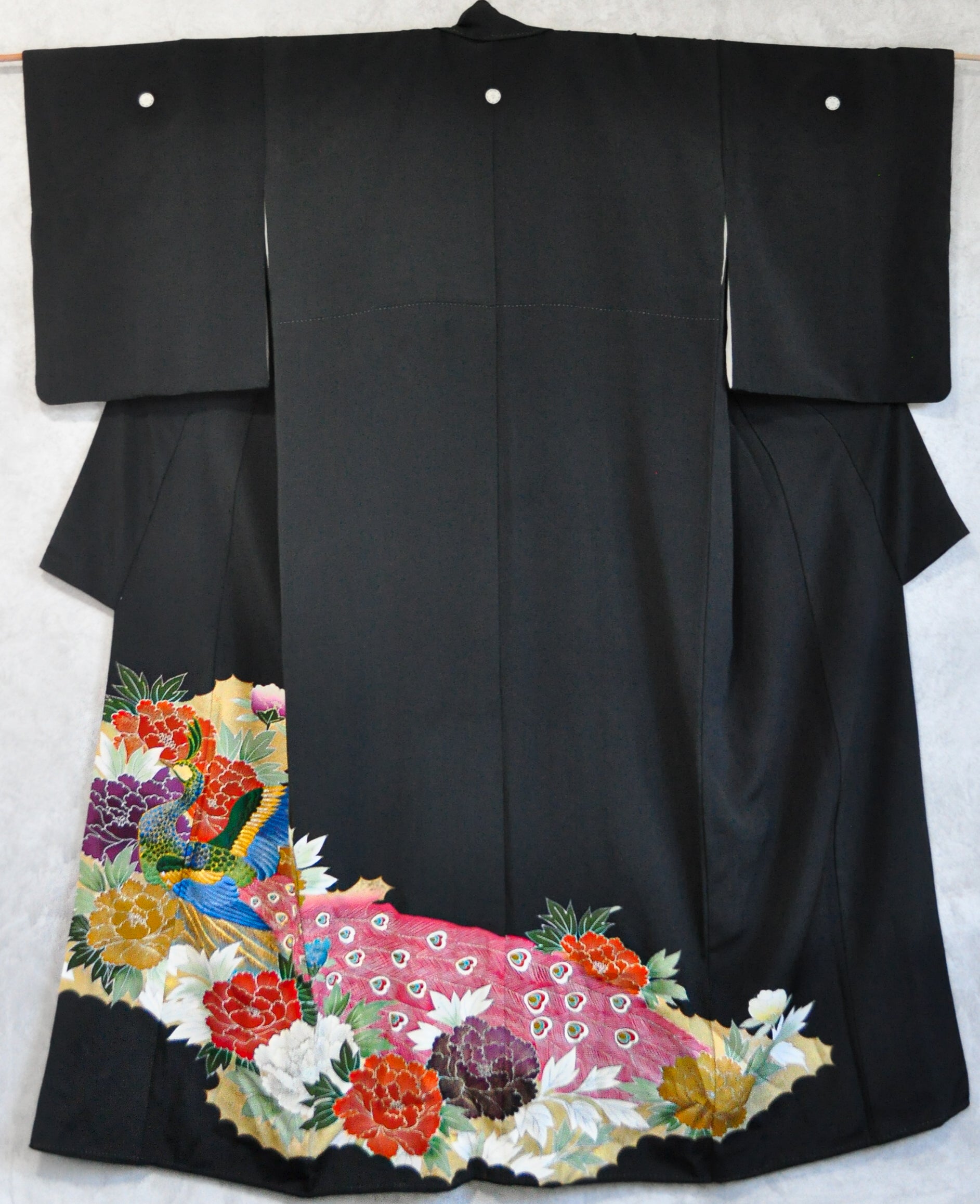 All the Glory Peacock and Peony Embroidery Vintage Kimono