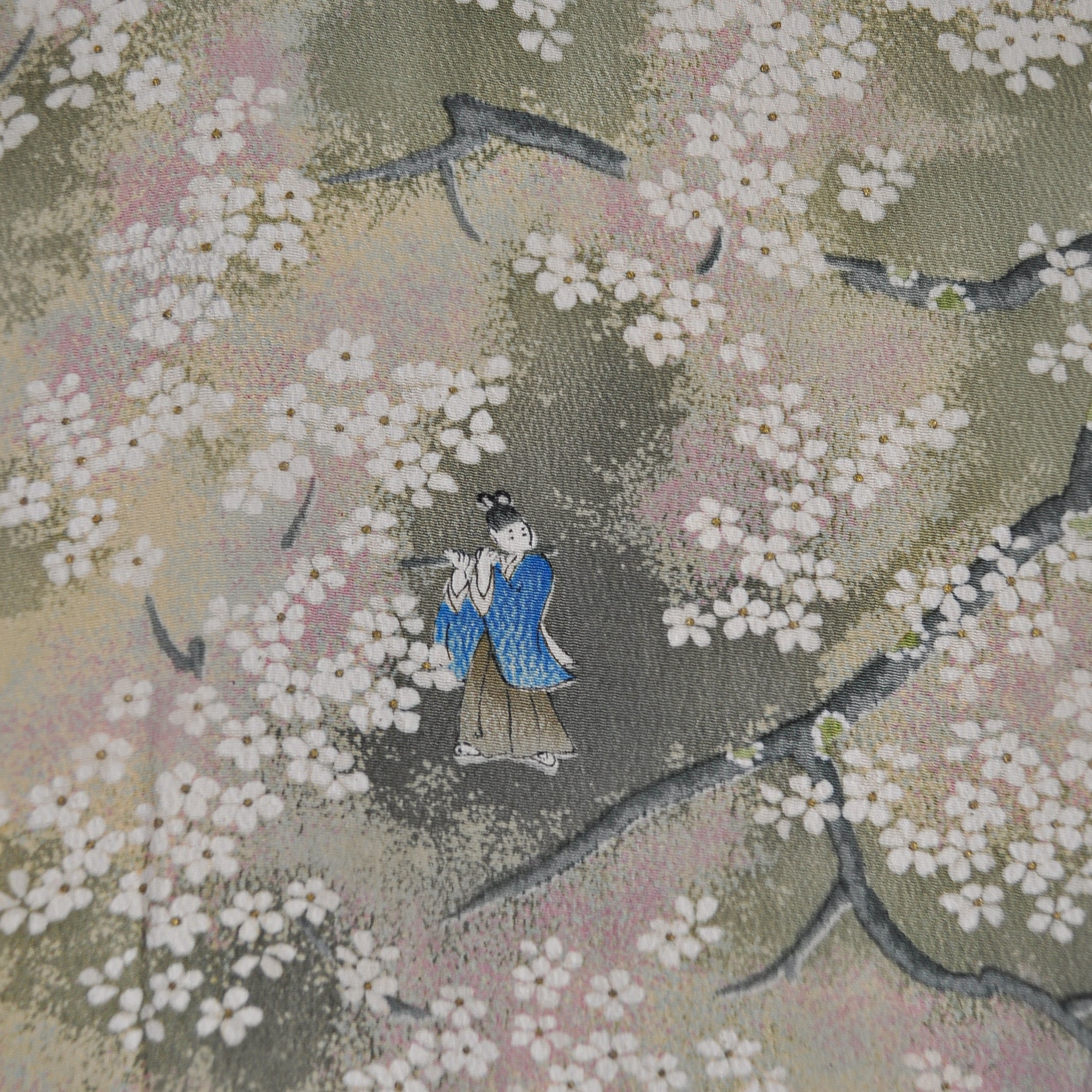 Sakura Fubuki Silk Chirimen Vintage Kimono