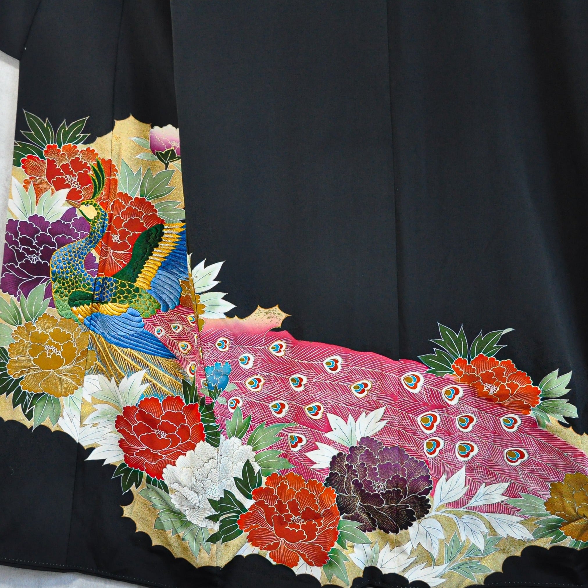 All the Glory Peacock and Peony Embroidery Vintage Kimono