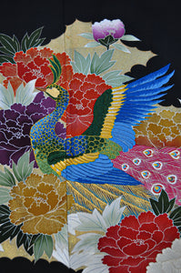 All the Glory Peacock and Peony Embroidery Vintage Kimono