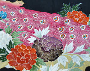 All the Glory Peacock and Peony Embroidery Vintage Kimono