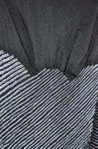 Kuro chrysanthemum Pattern Shibori Damask Silk Vintage Obiage Belt