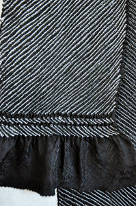 Kuro chrysanthemum Pattern Shibori Damask Silk Vintage Obiage Belt