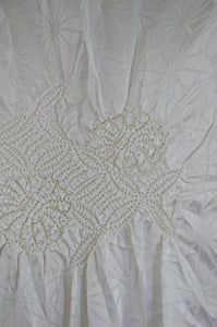 Diamond Pattern Damask and Zinnia Pattern Shibori Silk Vintage Obiage Belt