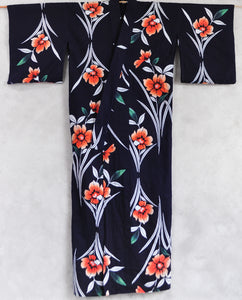 Lily Print Cotton Yukata Kimono XL Tall Fit