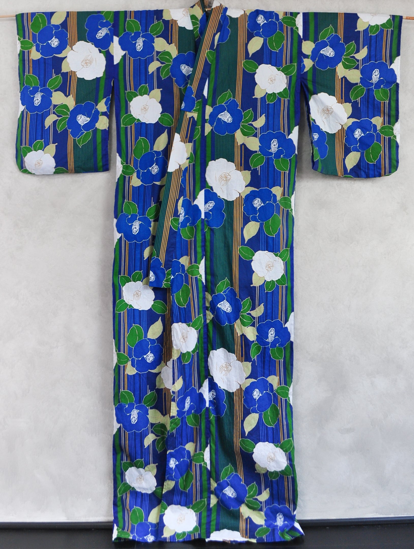Camellia Print Cotton Yukata Kimono XL Tall Fit