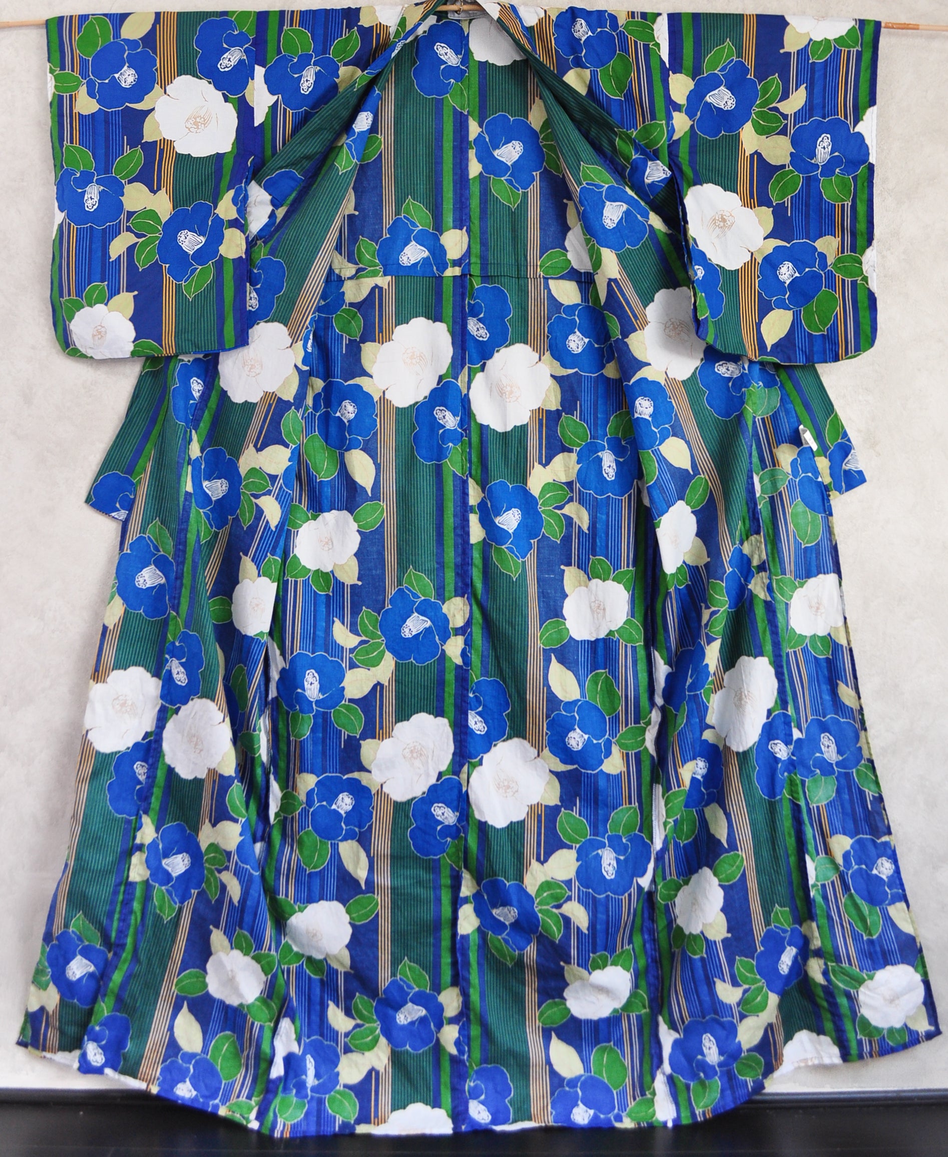 Camellia Print Cotton Yukata Kimono XL Tall Fit