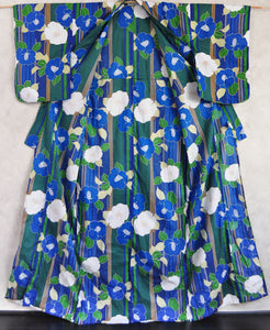 Camellia Print Cotton Yukata Kimono XL Tall Fit