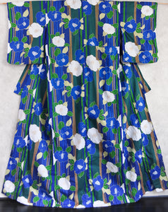Camellia Print Cotton Yukata Kimono XL Tall Fit