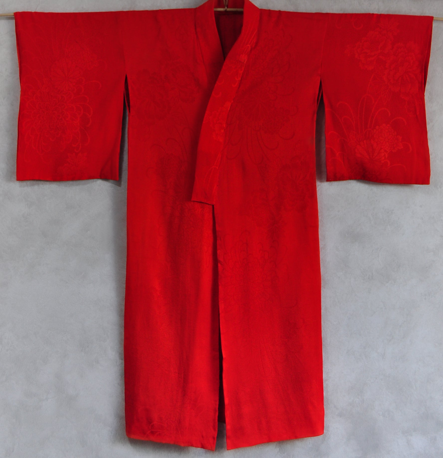 Four Season Damask Rinzu Silk Vintage Juban Kimono
