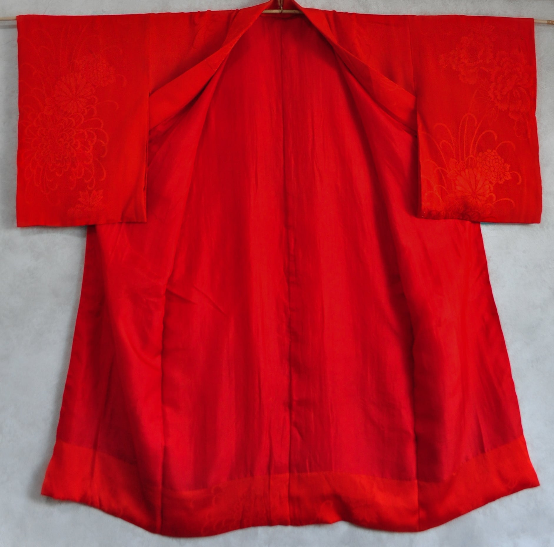 Four Season Damask Rinzu Silk Vintage Juban Kimono