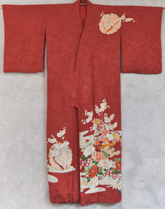 Delight of the Blooming Garden Silk Antique Kimono