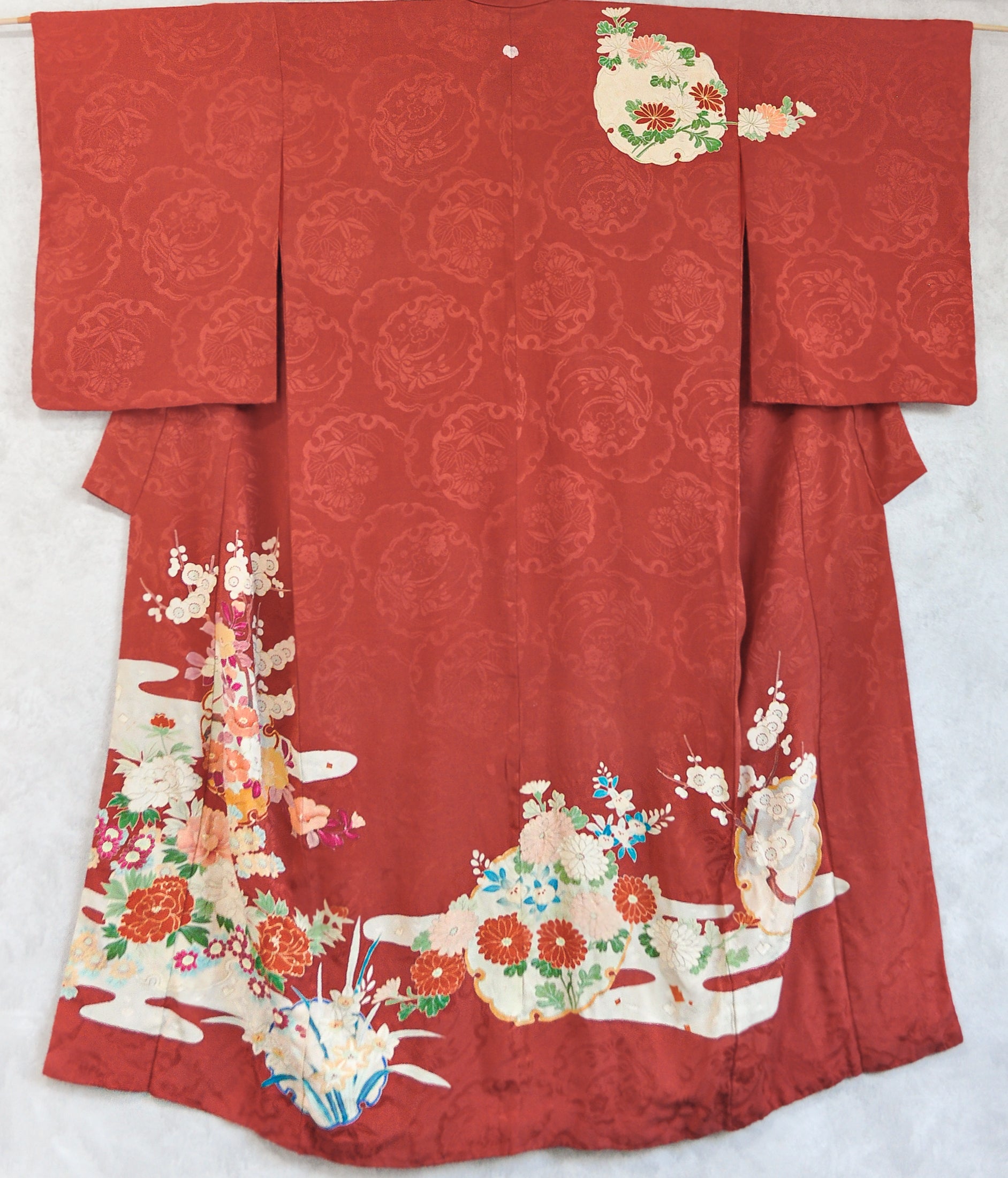 Delight of the Blooming Garden Silk Antique Kimono