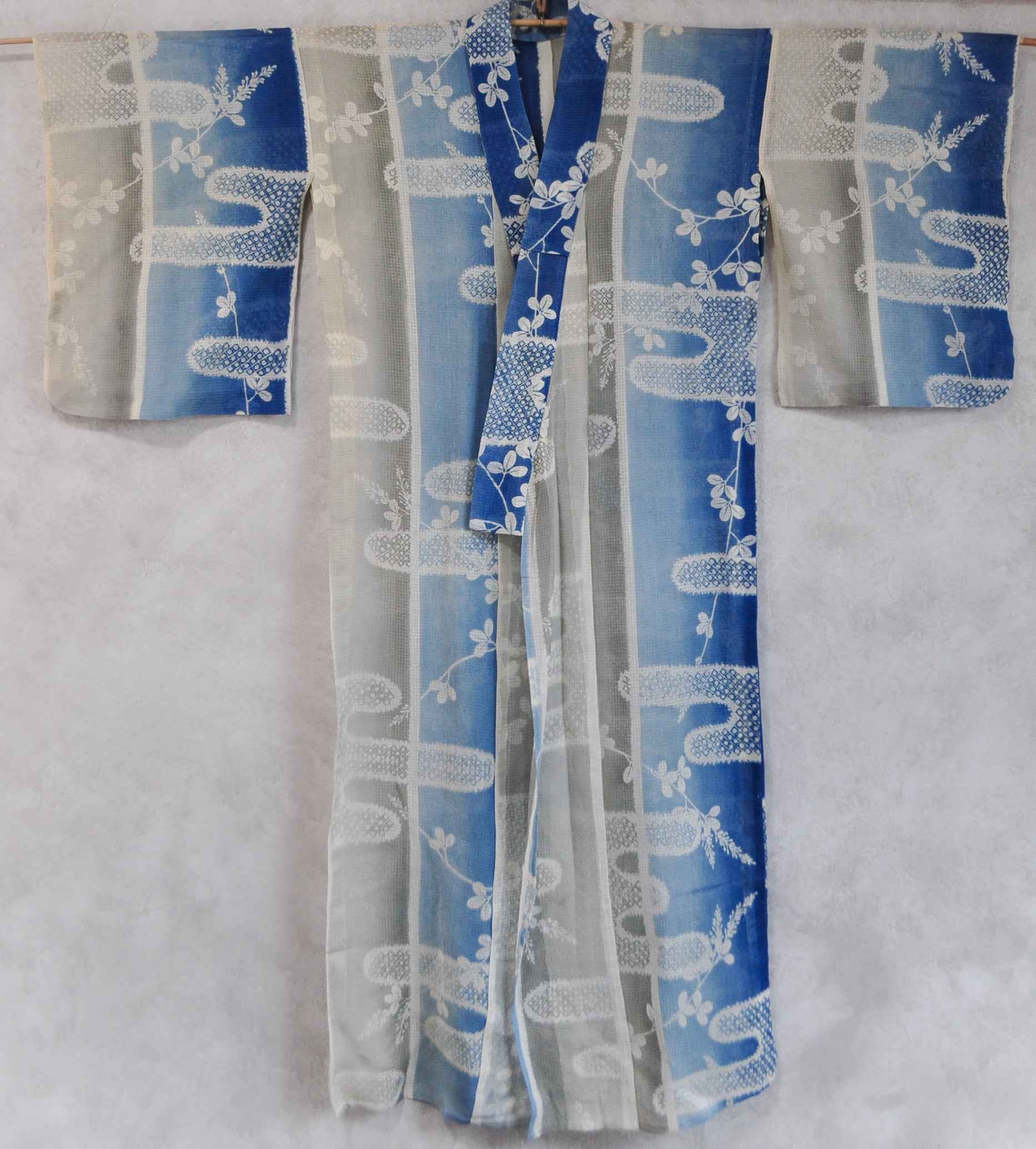 Blue Wing Hemp Antique Usumono Kimono