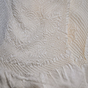 Chrysanthemum and wave pattern Shibori Damask Ombre Silk Vintage Obiage Belt