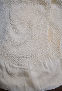 Chrysanthemum and wave pattern Shibori Damask Ombre Silk Vintage Obiage Belt