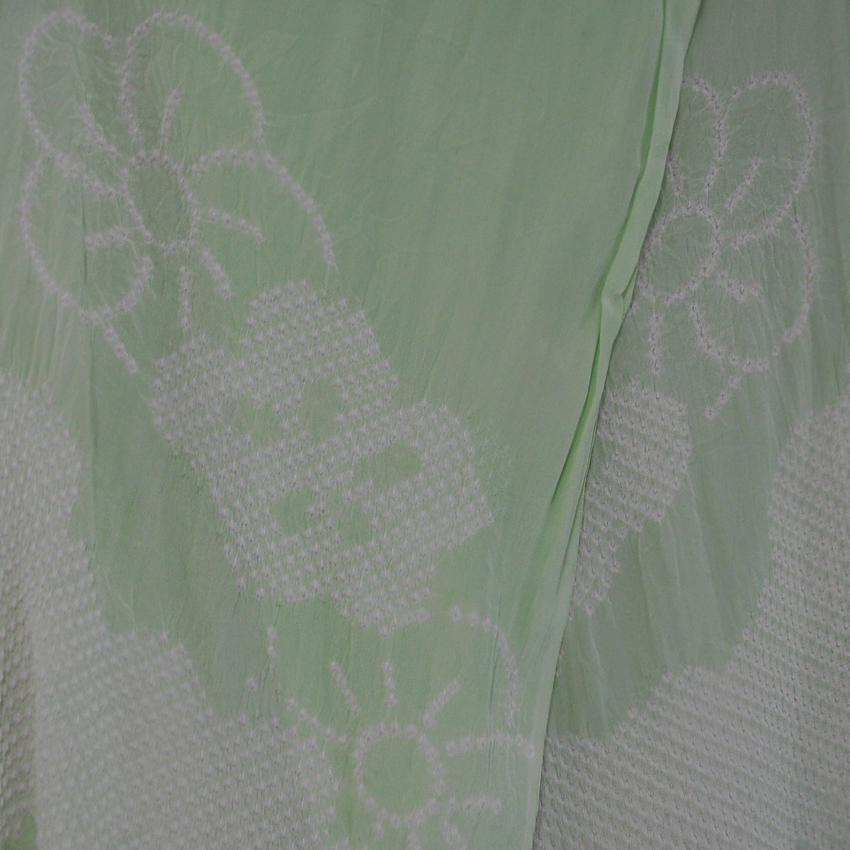 Springbud Cherry blossom and Cloud Pattern Shibori Silk Vintage Obiage Belt