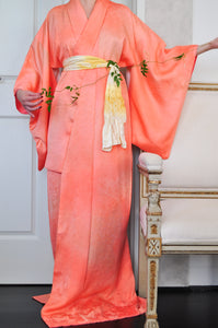 Beneath the Autumn Leaves Maple Pattern Jacquard Ombre Silk Vintage Kimono