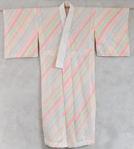 Rainbow Haze Chrysanthemum pattern Rinzu Silk Vintage Juban Kimono