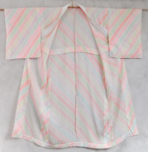 Rainbow Haze Chrysanthemum pattern Rinzu Silk Vintage Juban Kimono