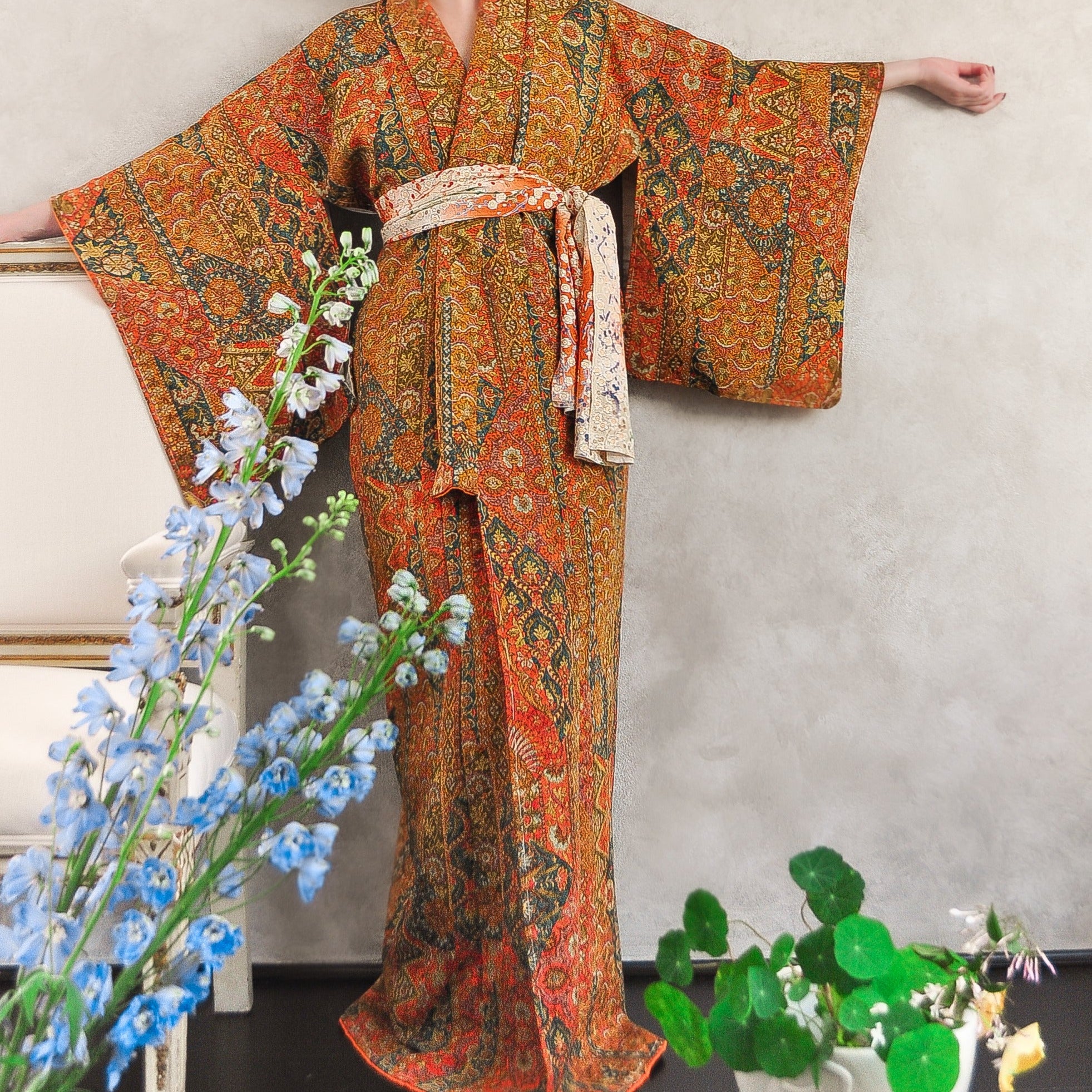 Desert Sun and Roses Vintage Kimono