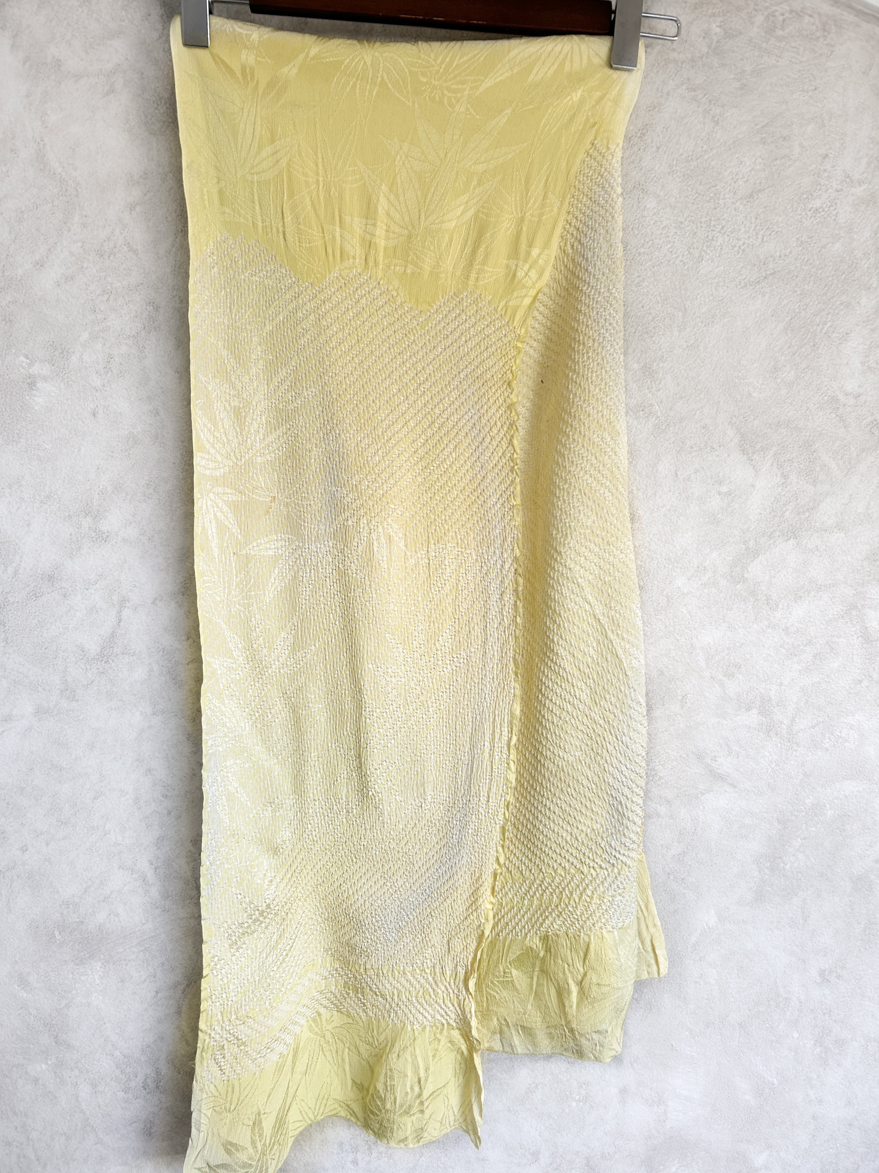 Golden Bamboo Shibori Jacquard Silk Antique Obiage Belt