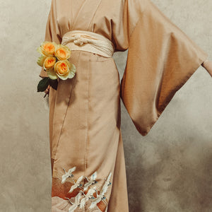 Wings of Eternal Love Vintage Textured Silk Kimono