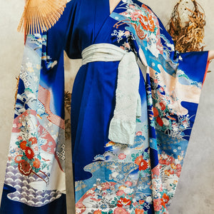 Moon Catcher Silk Vintage Furisode Kimono Robe
