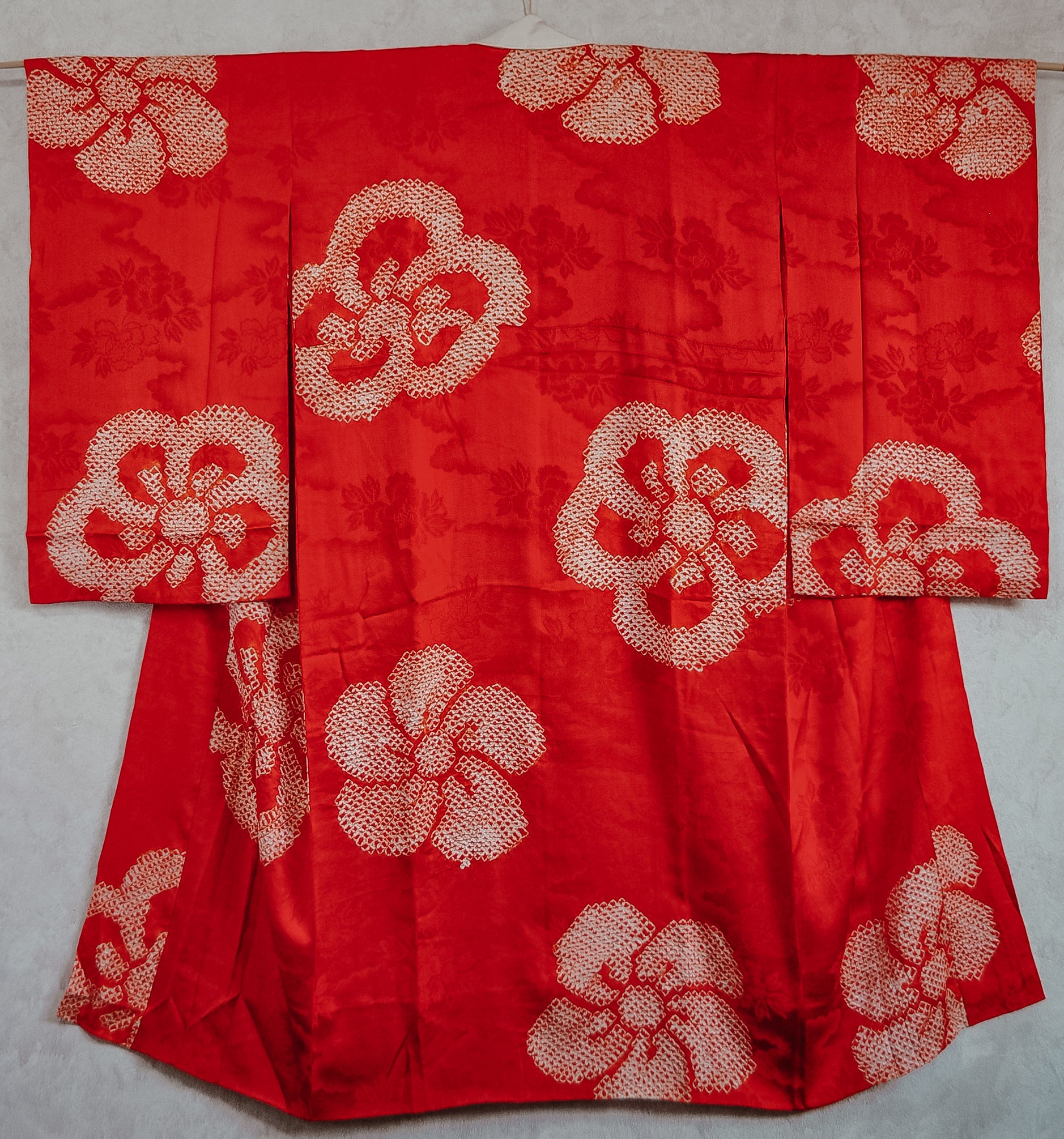 Super Bloom Cherry Blossom Shibori Antique Rinza Silk Juban Kimono
