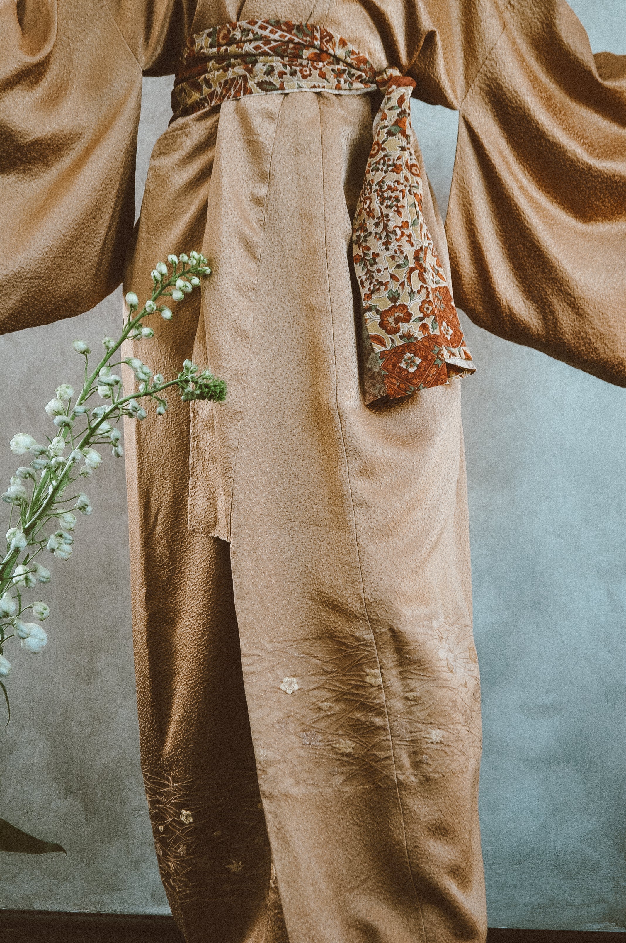 Batik Style Vintage Kimono Silk Fabric