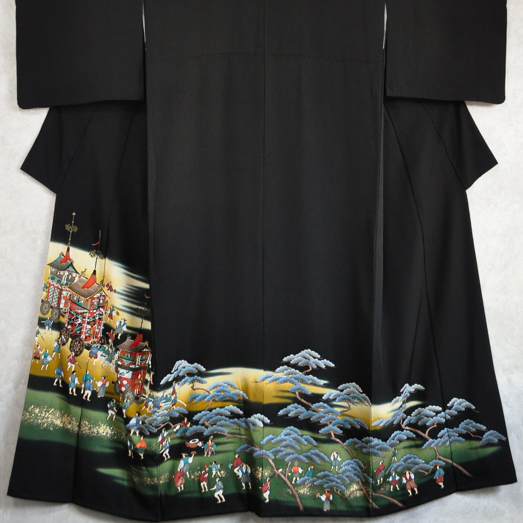 Kyoto Gion Matsuri Theme Maruni Mokko Kamon Vintage Tomesode Kimono