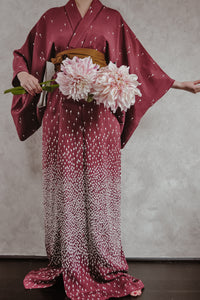Pine tree flower Fubuki Antique Vintage Kimono