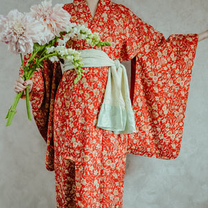 Spring Goddess Silk Omeshi Antique Vintage Kimono