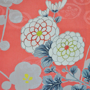 Kirishima Azalea Antique Rinzu Silk Damask Vintage Kimono