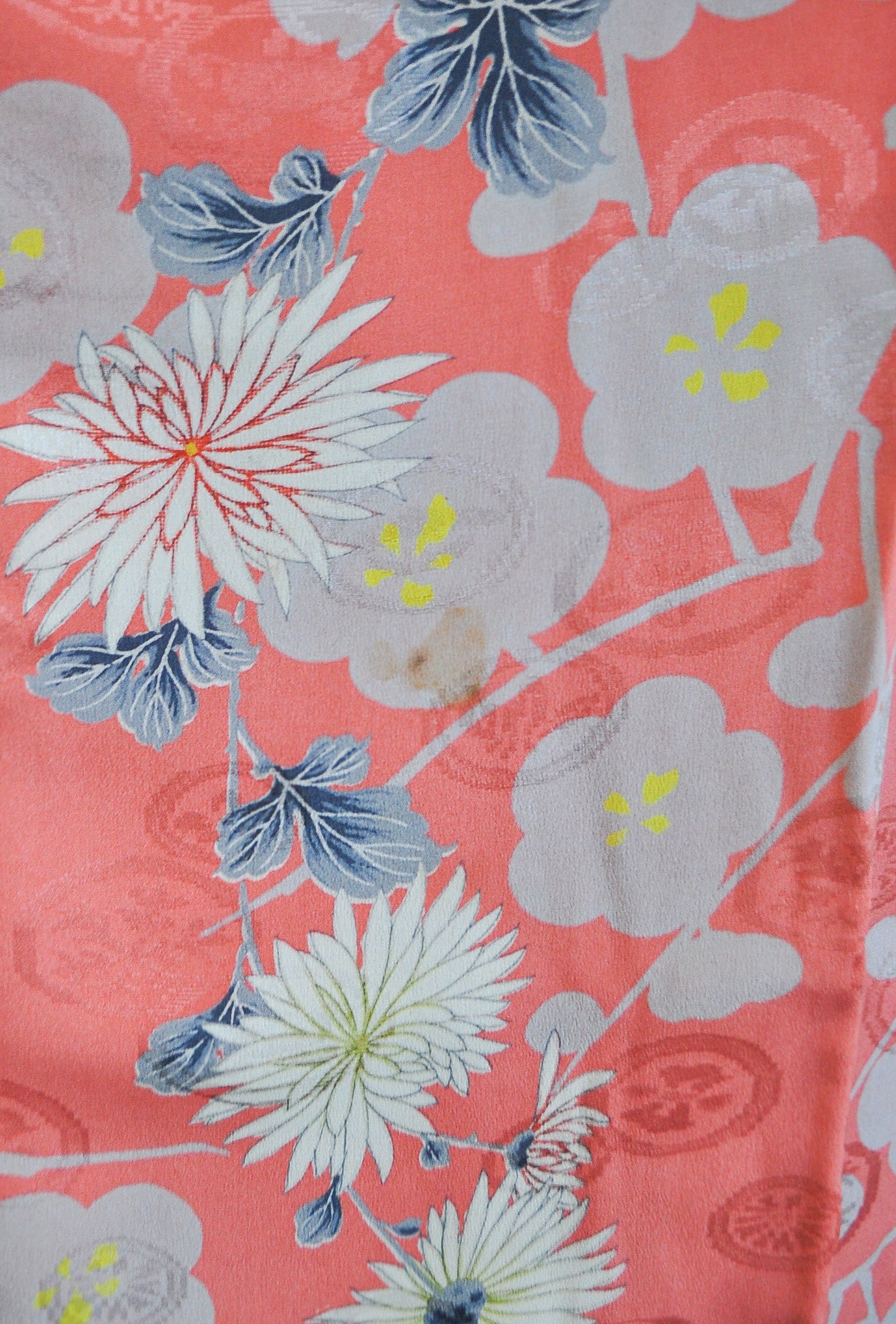 Kirishima Azalea Antique Rinzu Silk Damask Vintage Kimono