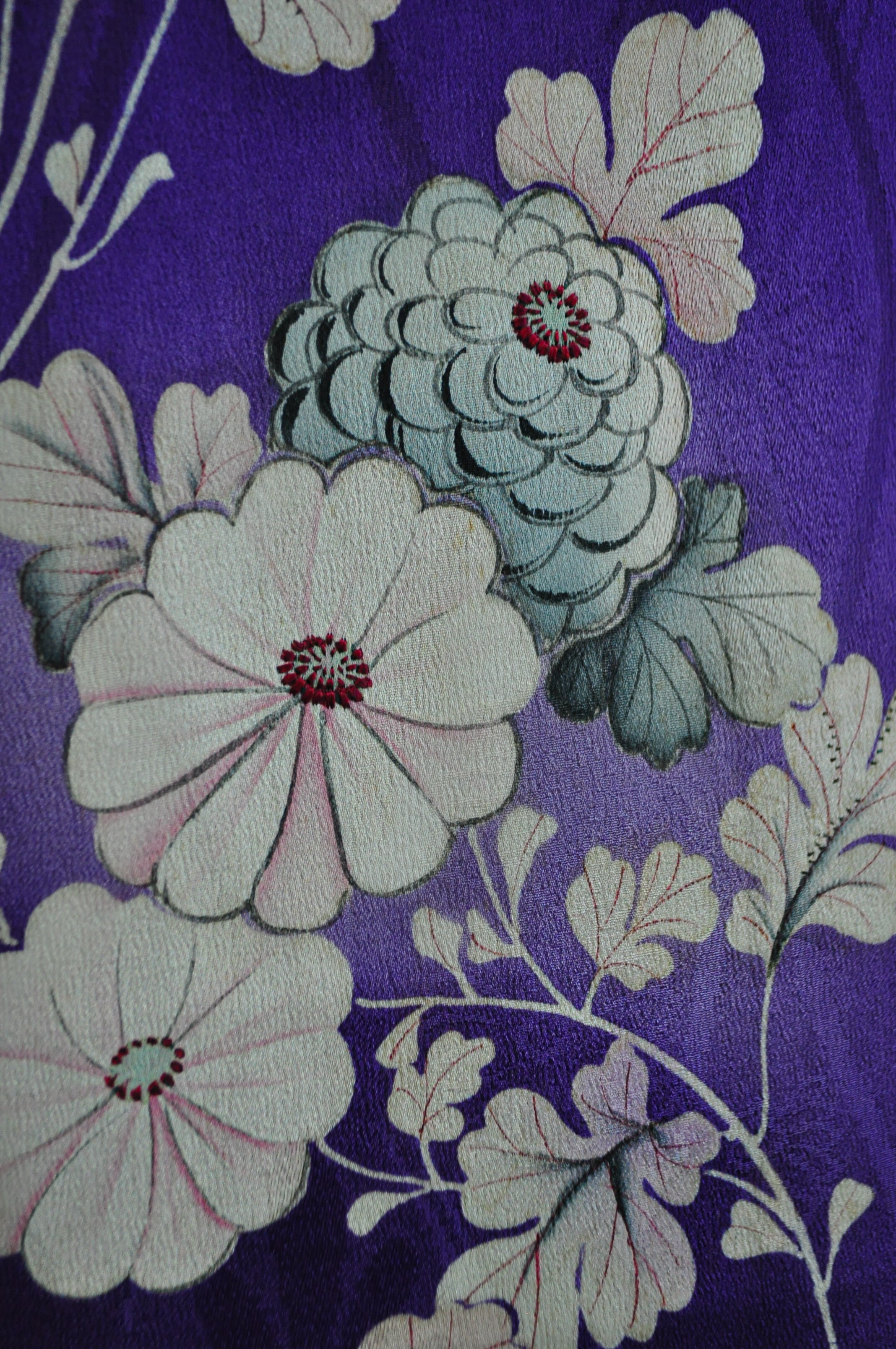 Lady Murasaki Antique Rinzu Silk Damask Vintage Kimono