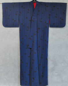Golden rain Midnight blues Lurex Stripe Vintage Kimono