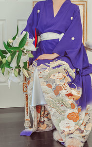 Kikyo Haze Antique Silk Vintage Kimono Kikyo Kamon