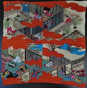 Tale of Genji Theme Vintage Furoshiki Wrapping Cloth