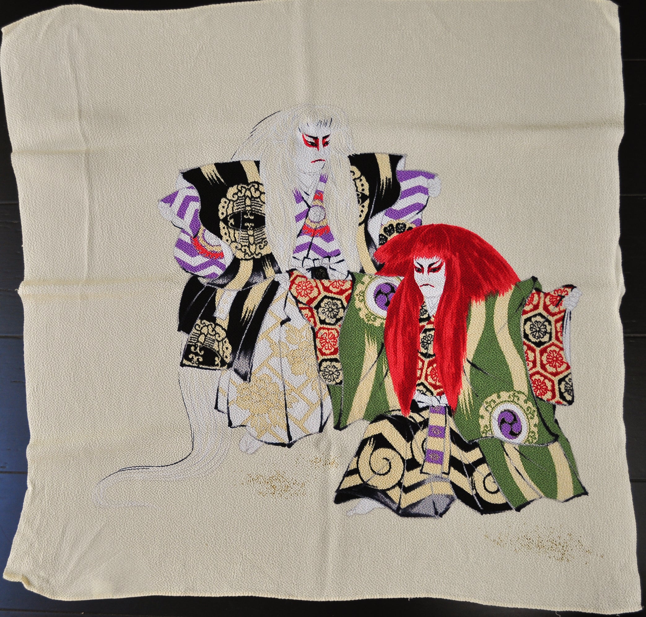 Renjishi Kabuki Dance Vintage Furoshiki Wrapping Cloth