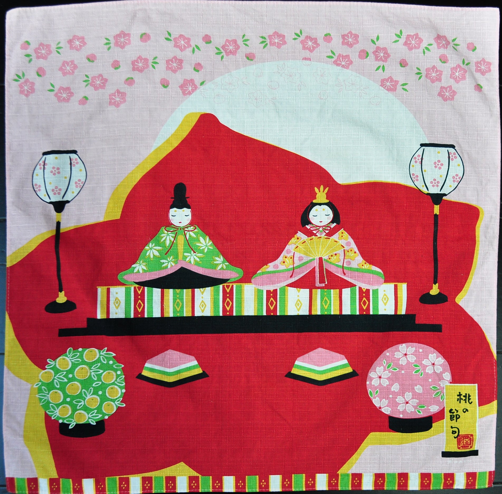 Hina Matsuri Girl's Festival Theme Vintage Furoshiki Wrapping Cloth
