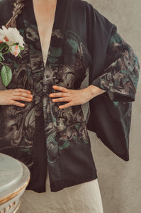 Anemones Nymph Vintage Silk Lurex Kimono Jacket