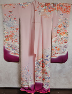 Sugartown Sunrise Vintage Yuzen Furisode Kimono Robe