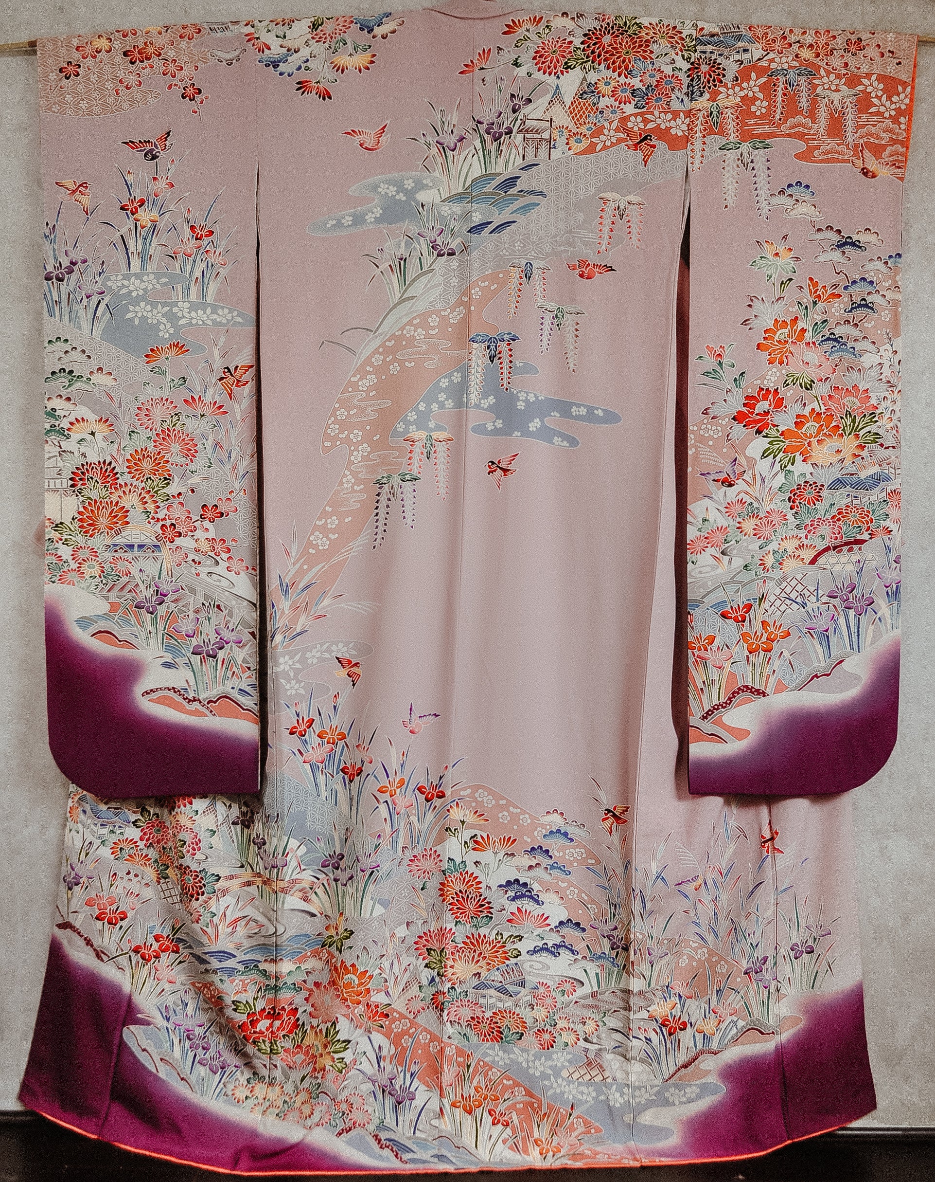 Sugartown Sunrise Vintage Yuzen Furisode Kimono Robe