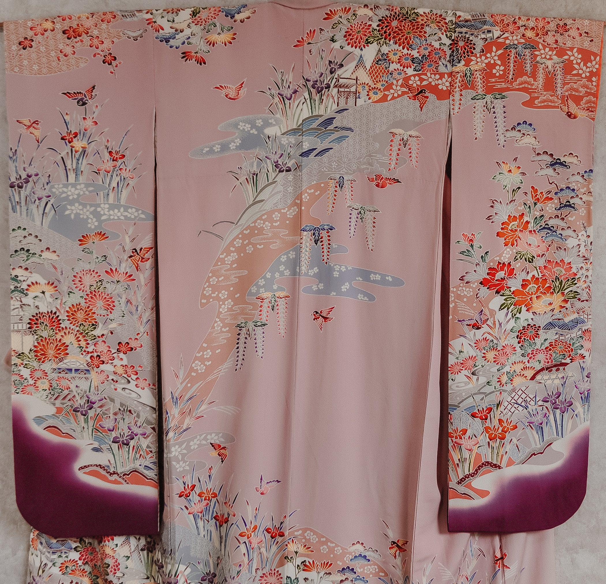 Sugartown Sunrise Vintage Yuzen Furisode Kimono Robe