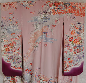 Sugartown Sunrise Vintage Yuzen Furisode Kimono Robe